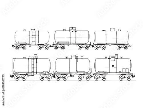 high quality oil tanker train line art vector