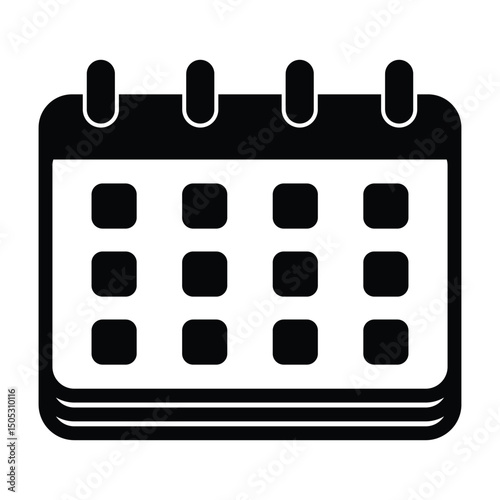 Calendar icon, calendar vector icon silhouette. Calendar sign and symbol, Desktop and phone isolated, Calendar design for app, website. vector illustration.