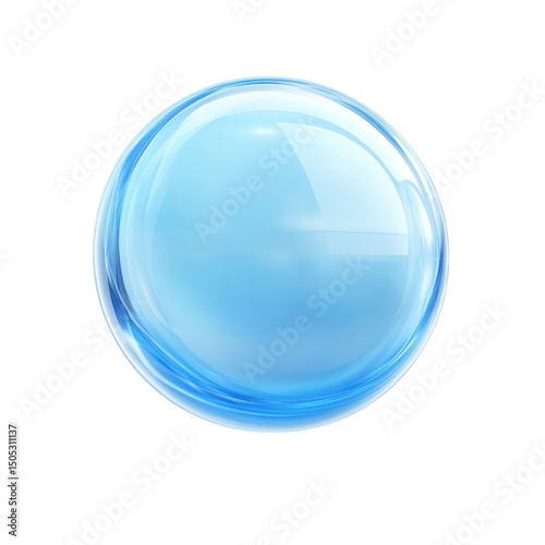 Captivating blue sphere like a droplet of sky reflecting dreams and on transparent background