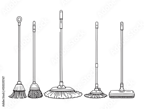 Minimalist mop line art perfect for vector icons