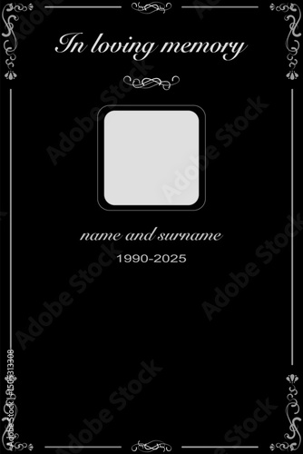 Vector - Border or frame on Rest in peace concept, Vintage design. End of life. Invitation card