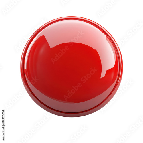 A vibrant glossy red orb radiating confidence and passion floating with on transparent background