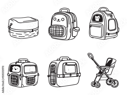 Minimalist pet carrier line art for easy usage