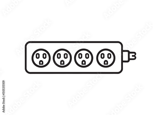 minimalist power strip line art icon for digital media