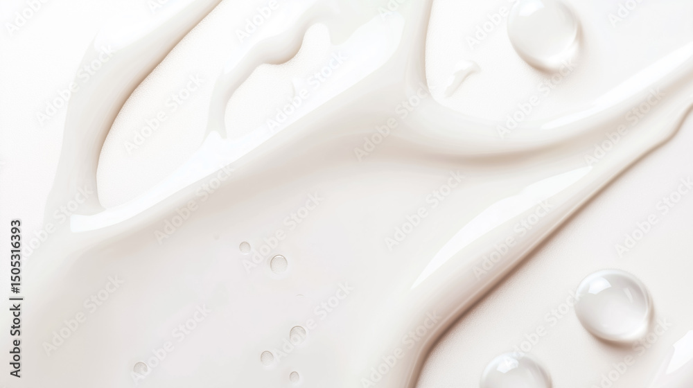 Fototapeta premium A close-up view of creamy white substance with droplets, perfect for culinary and skincare products.