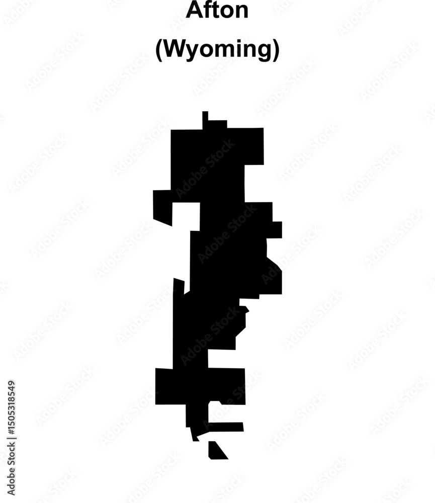 Afton (Wyoming) blank outline map Afton (Wyoming) blank outline map
