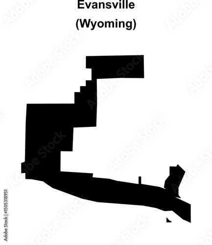 Evansville (Wyoming) blank outline map