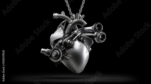 A mechanical heart with intricate engine components.
