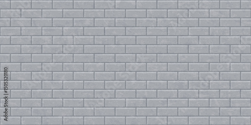 Seamless pattern of grey brick wall for kitchen backsplash, interior decoration, plastic panel, building outdoor design. Abstract background with texture of rough distress effect, vector illustration