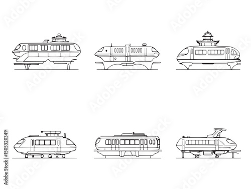 modern monorail vector line art for stock illustration