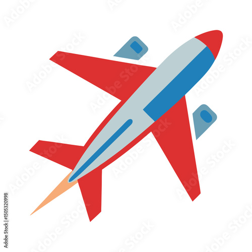 Simple red airplane flying with clouds background vector illustration graphic element