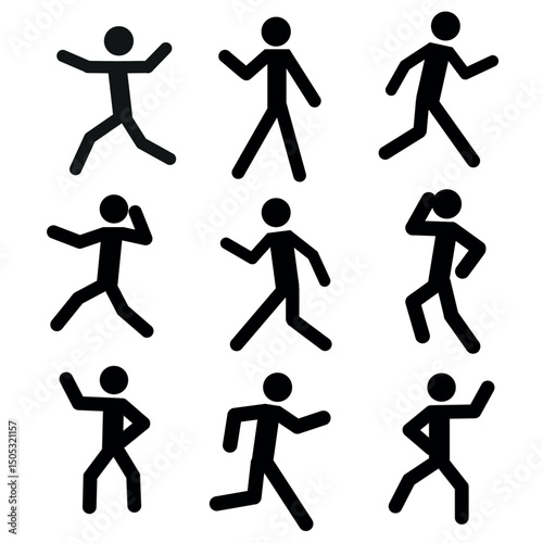a group of people engaged in pop and dancing. healthy lifestyle, pictogram of a human figure, sketch
