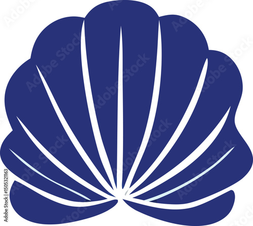 Stylized blue seashell illustration simple graphic design element