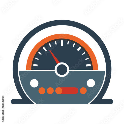 Dashboard instrument gauge indicating a measurement value with orange and red elements