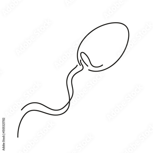 Single line drawing of sperm cell in minimalist style, New life concept  