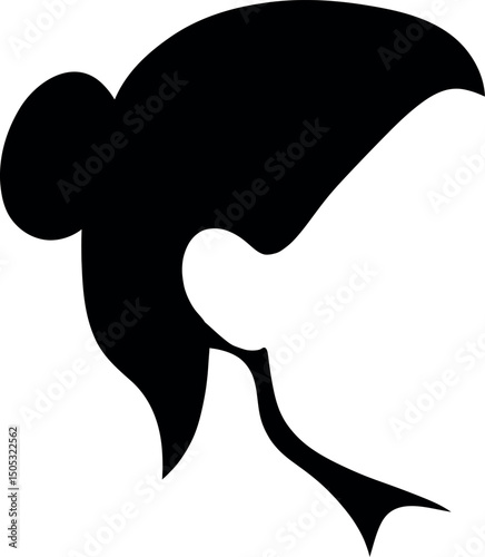 Silhouette of a woman's hairstyle - elegant profile