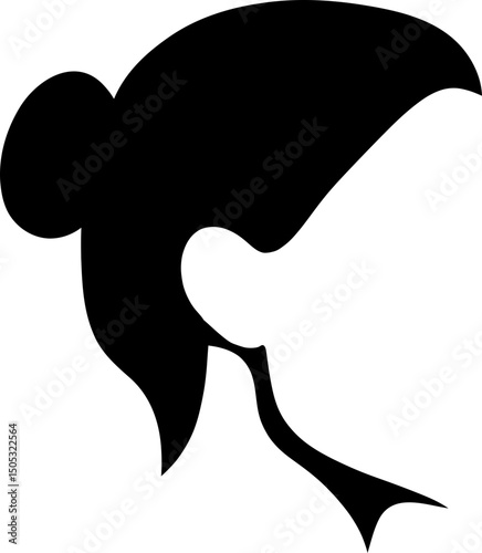 Silhouette of a woman's hairstyle - elegant profile