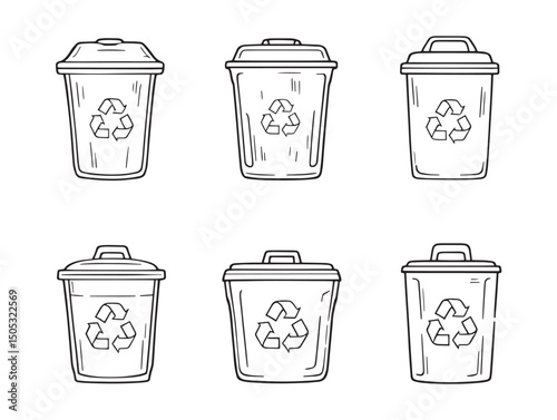 modern recycling bin line art with clear bold stroke design