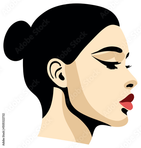 Retro Style Portrait of Woman in Profile sticker
