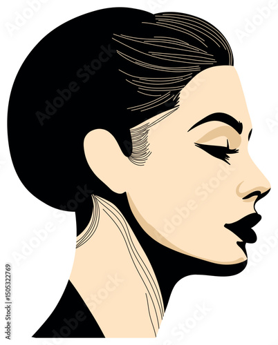 Minimalist Vector Illustration of a Woman's Portrait sticker