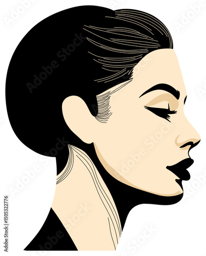 Retro Style Portrait of Woman in Profile sticker