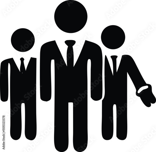 Three business professionals teamwork icon illustration representing collaboration and leadership