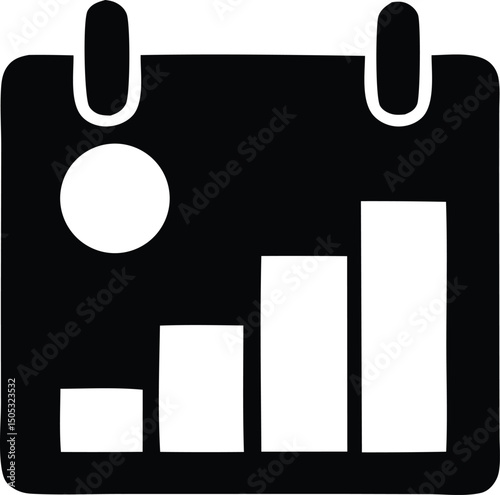 Calendar icon displaying an ascending bar graph showing progress or growth over time