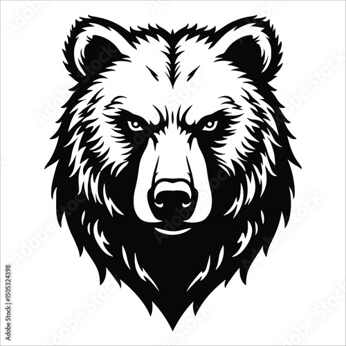 Stylized Bear Head Intense Gaze