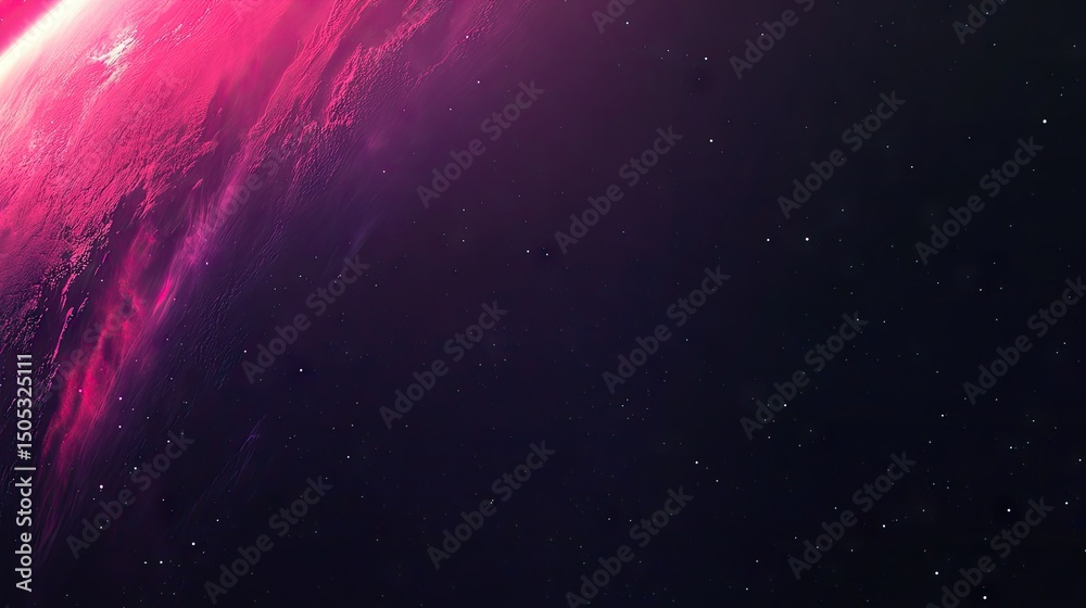 Obraz premium Pink nebulae and distant stars in a vast expanse of space.