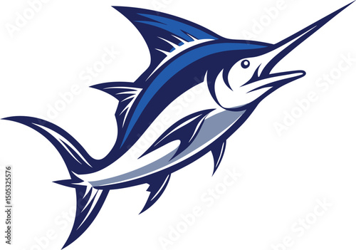 Elegant Blue Marlin Illustration for Fishing Sport and Marine Life Designs
