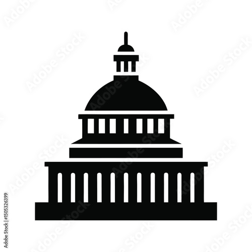 United states capitol building vector icon illustration in black silhouette style