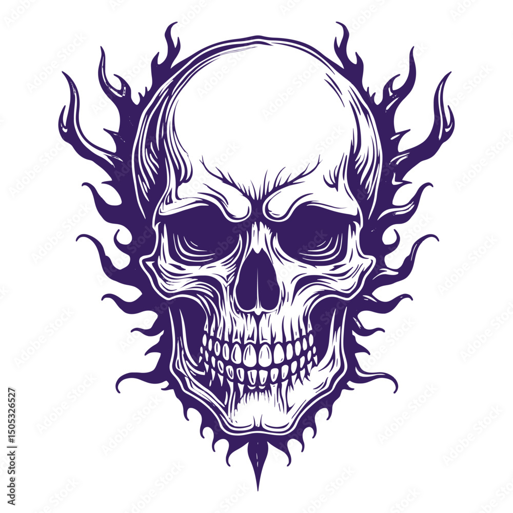 Fototapeta premium Stylized Skull Illustration With Fire
