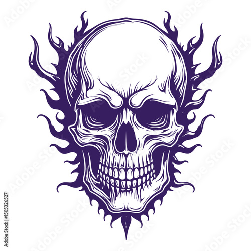 Stylized Skull Illustration With Fire