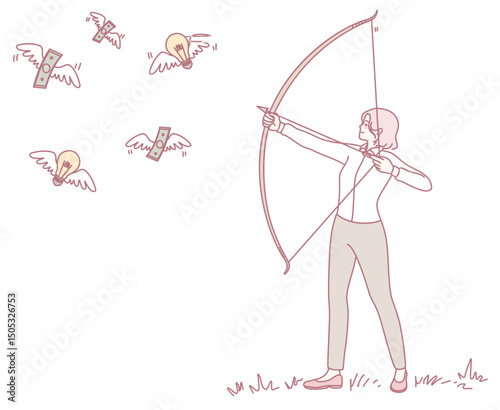 A vibrant archery scene symbolizes dynamic ideas and opportunities in constant motion and development