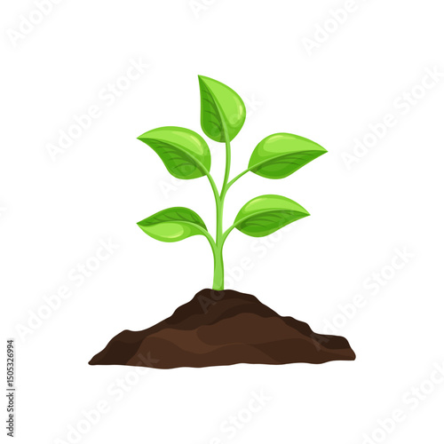 Illustration of Young Plant seedlings growing soil in isolated white background.environment day concept design