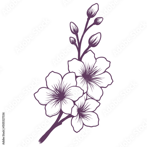 Floral Branch With Buds And Blooms