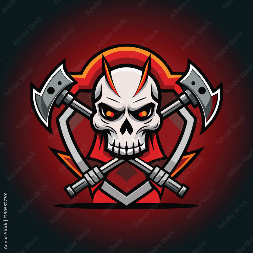 Red creative vector design with skull