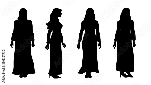 silhouette of muslim hijab woman female vector.