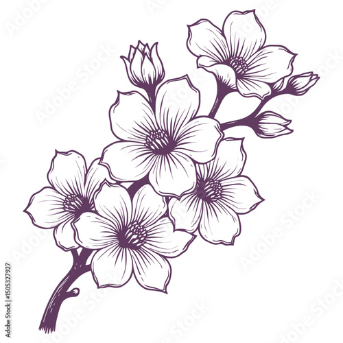 Elegant Floral Branch Hand Drawn