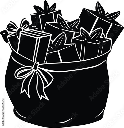 bag full of presents silhouette
