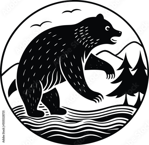 bear catching fish from river