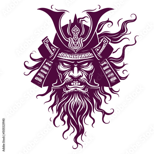 Intricate Samurai Helmet Illustration