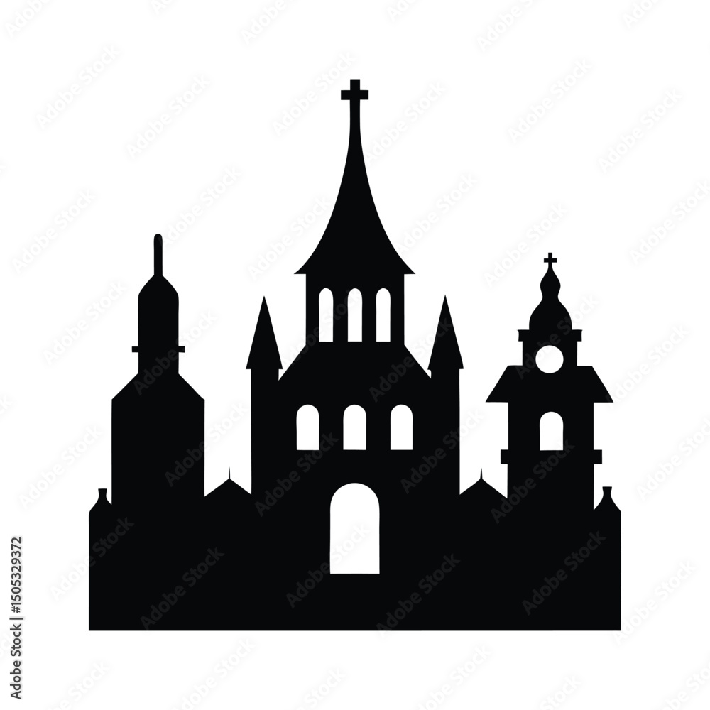 custom made wallpaper toronto digitalSpooky church silhouette vector illustration gothic style architecture design