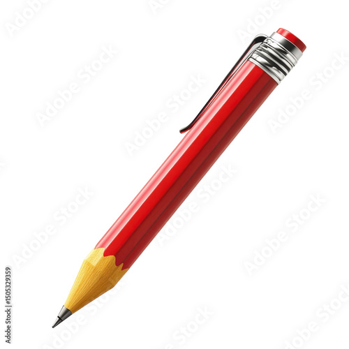 A sharp red pencil ready to sketch dreams and ideas symbolizes creativity on transparent background