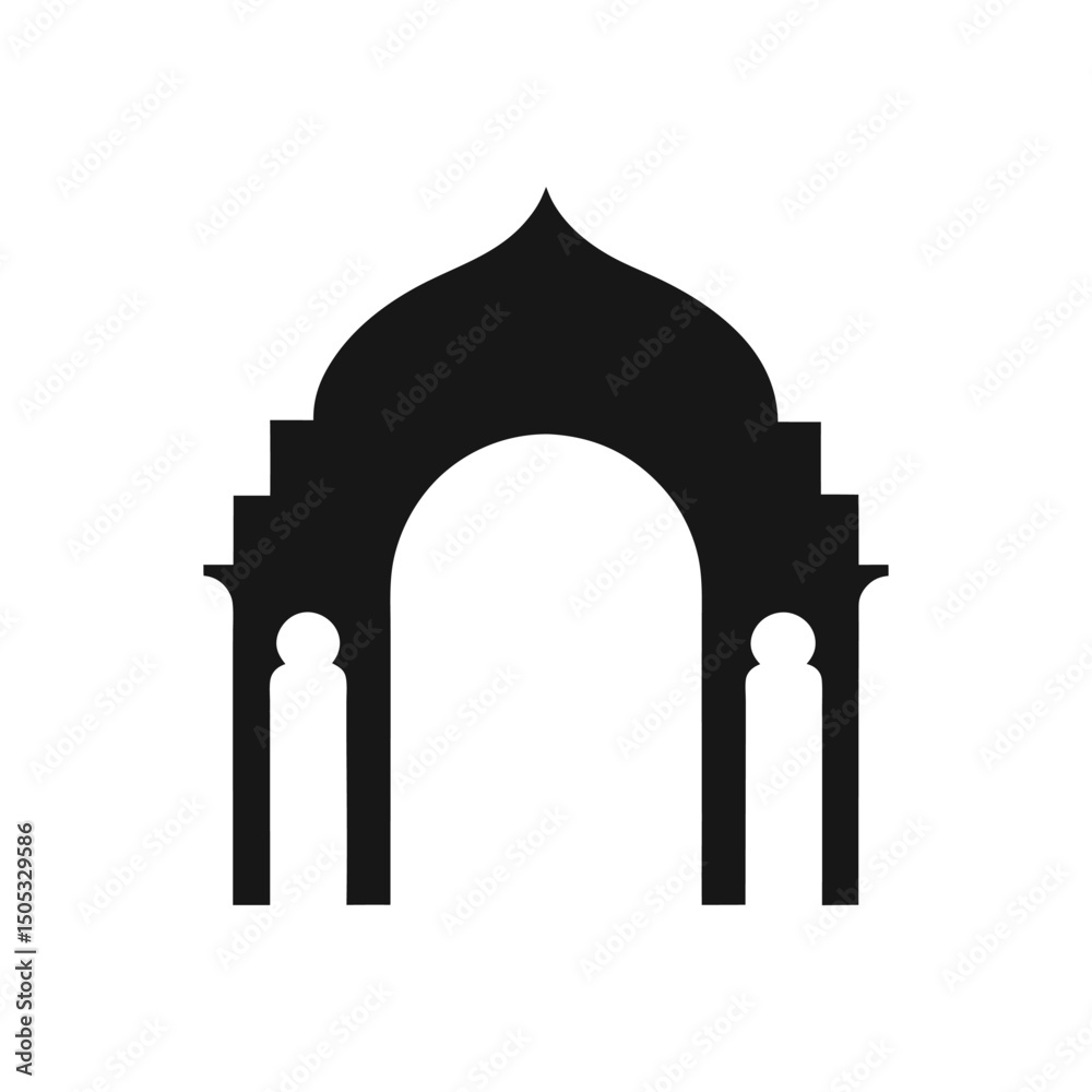 Fototapeta premium Islamic arch black silhouette for mosque or cultural heritage site