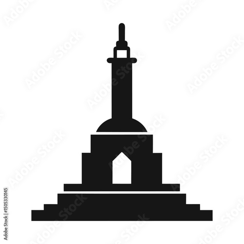 Monas monument jakarta indonesia silhouette symbol cultural landmark minimalist design