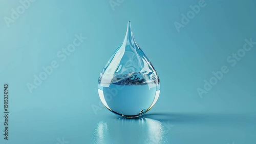 video of A World Water Day campaign poster featuring a glass droplet and clear, pure water, with the text 