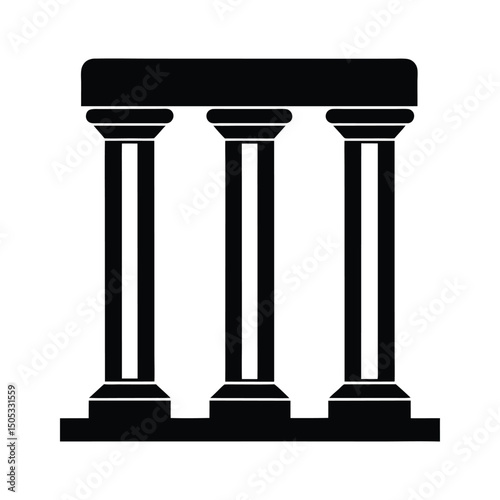 Silhouette vector illustration of three ancient greek or roman style columns