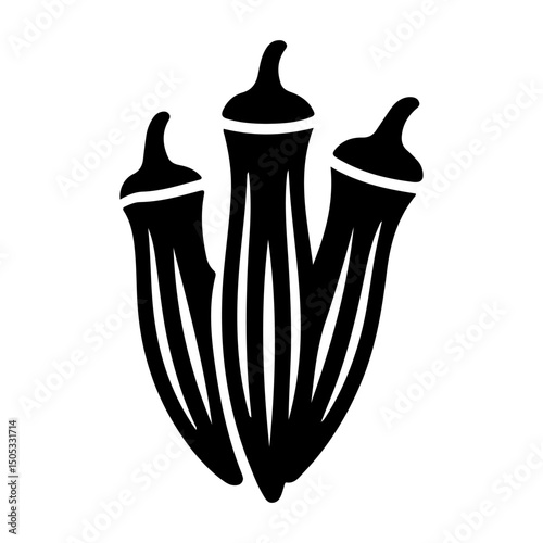 Okra black icon Silhouette vector style on white background