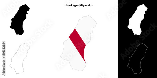 Hinokage (Miyazaki) outline map set